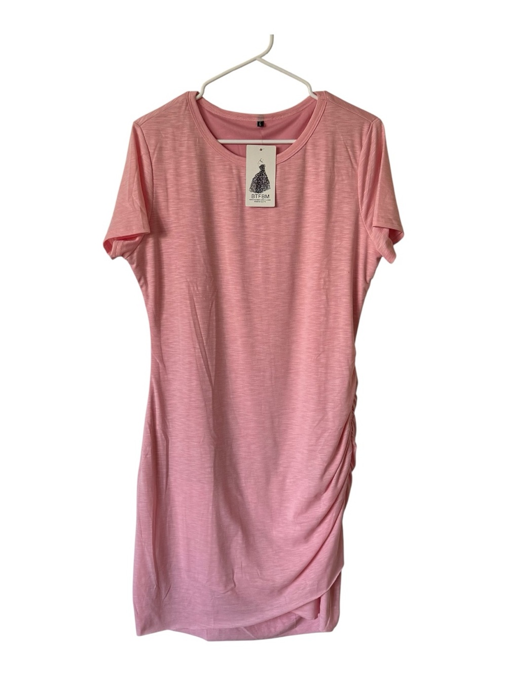 NWT BTFBM Pink Sleeveless Ruched Knee length dress. Size L